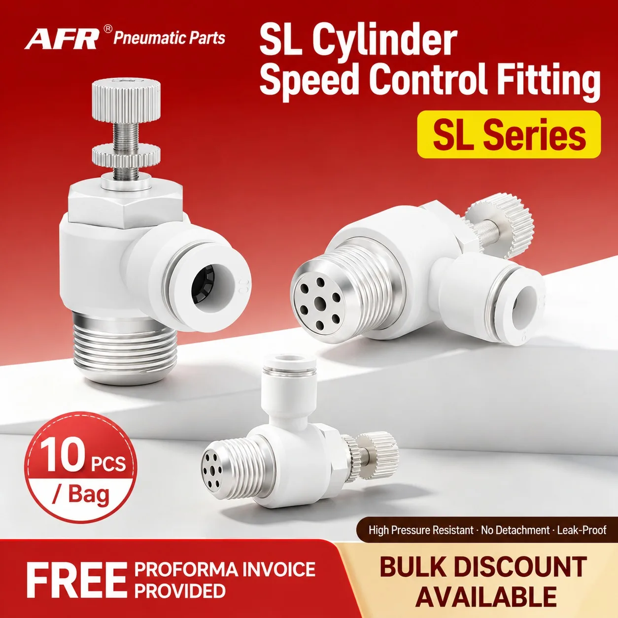 20Pcs White Cylinder throttle valve SL4-M5 Fast Connection Pneumatic SL6 8 10 12mm SL6-01 1/8