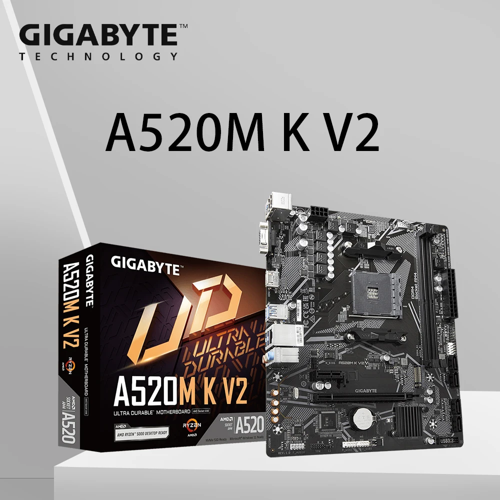 

Gigabyte A520M K V2 Motherboard Support 5600G 5700X3D 5800X3D CPU 2xDDR4 5100MHz NVME M.2 PCIe 3.0 mATX AM4 Mainboard