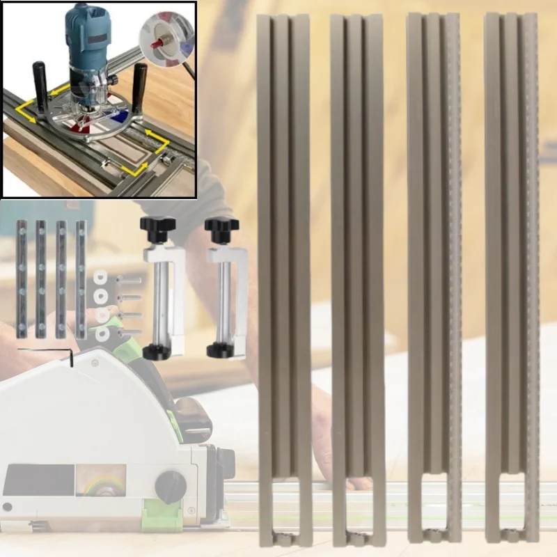 

Trimming Machine Guide Rail, 400mm Adjustable Backing Auxiliary Guide Bracket,Aluminum Alloy Milling Groove Engraving Guide Rail