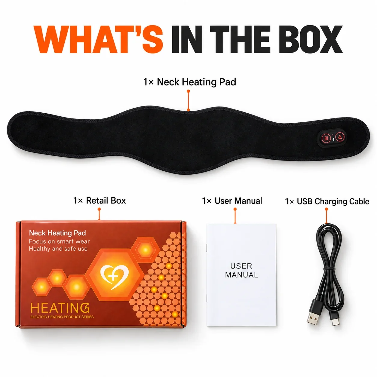 Cordless Heated Neck Massager Red Light Warming Scarf 3 Heat Levels and 3 Massage Modes Tired Neck Comfort After Work Relaxation