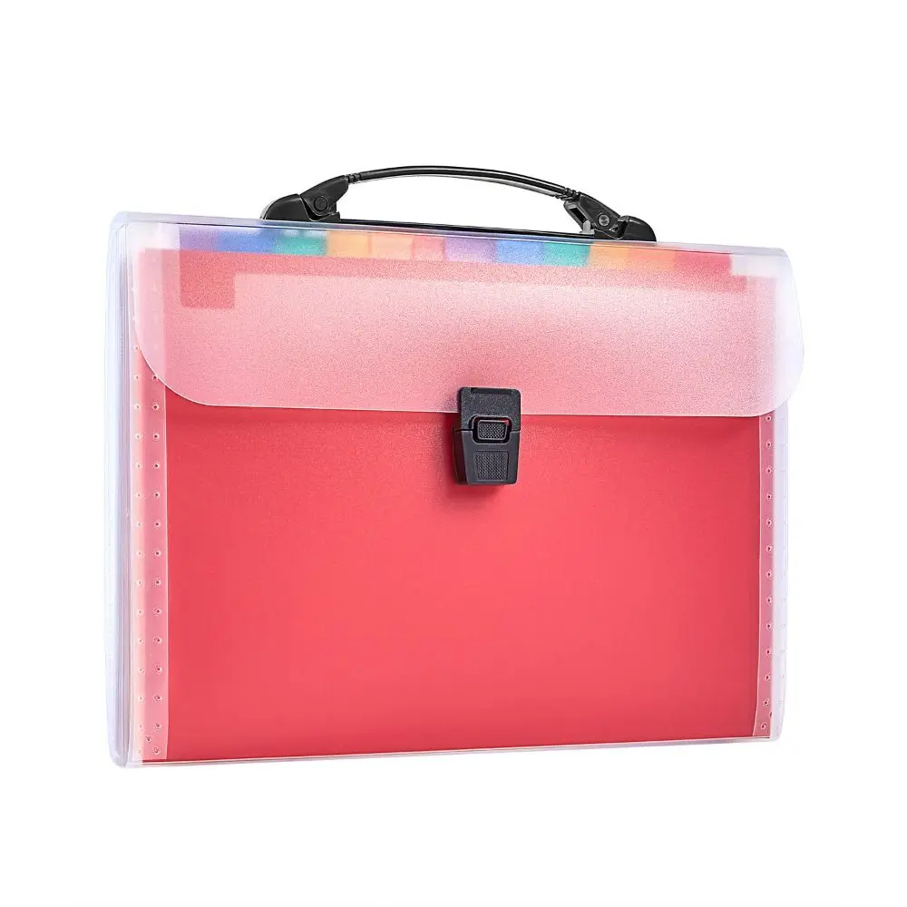 

13 Layers A4 Handheld File Bag Large Capacity Transparent Test Paper Storage Bag High Appearance Rainbow Student Bellows Bag