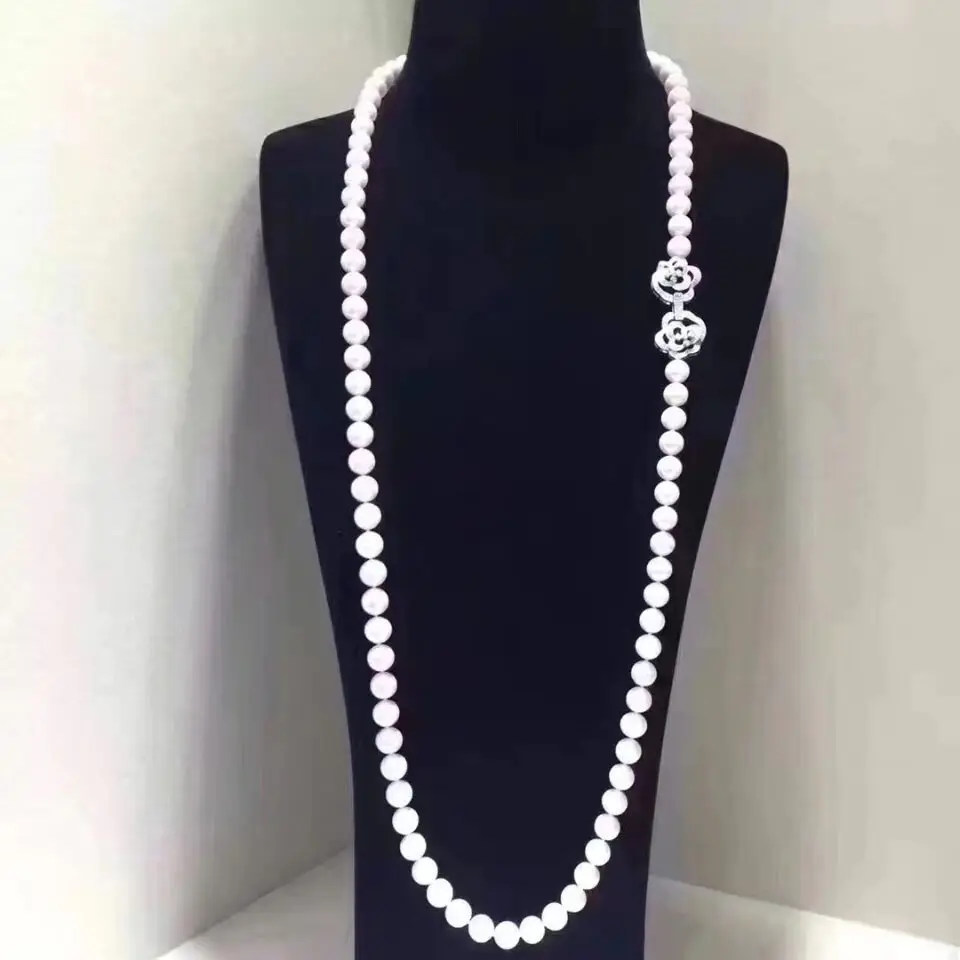 

elegant 9-10mm south sea round white pearl necklace pendant 24inch