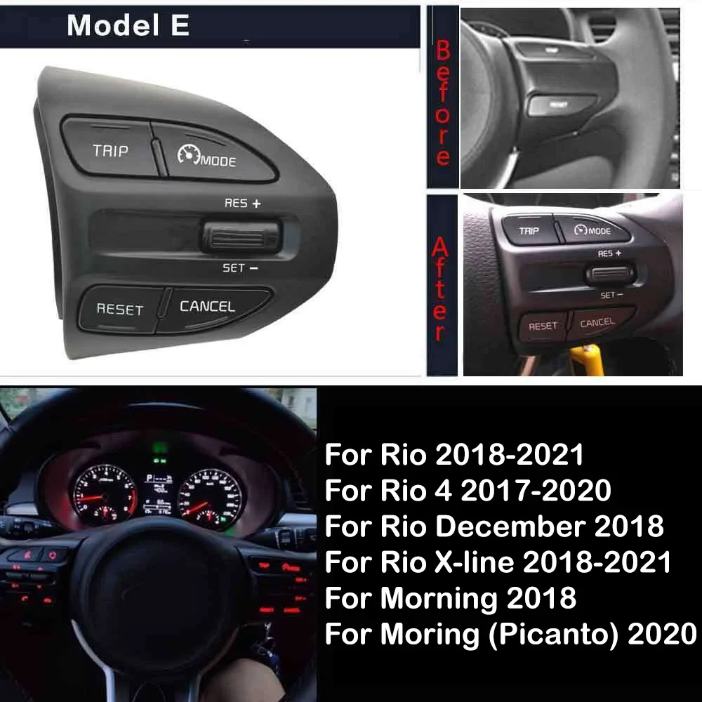 For Kia Rio 2018-2021 Moring Picanto X-line Car Steering Wheel Control Multifunctional Volume Button Cruise Control Key Switch