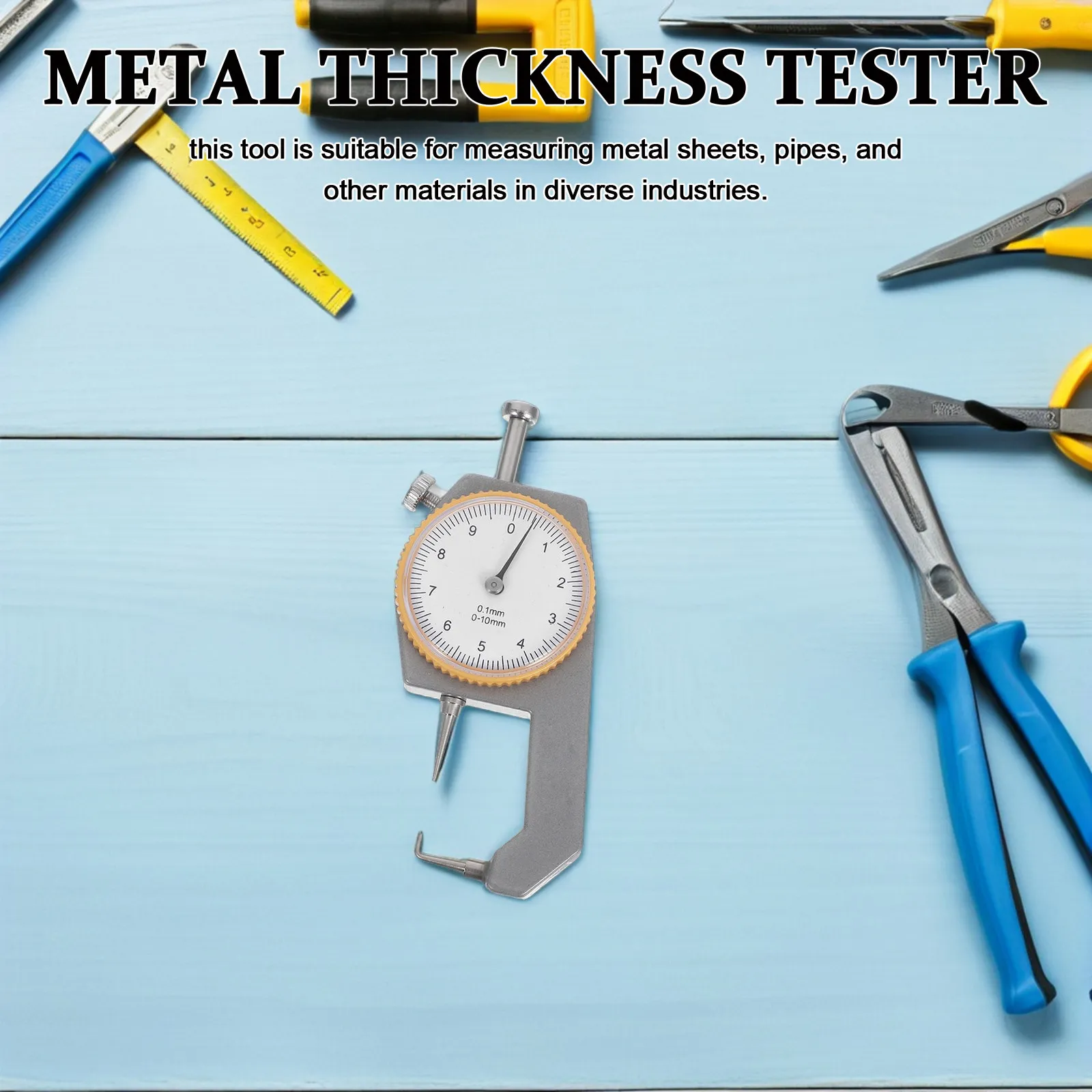 Thickness Gauge 0-10Mm Metal Thickness Tester High Accuracy Handheld Meter for Construction DIY Projects Precision Measurement