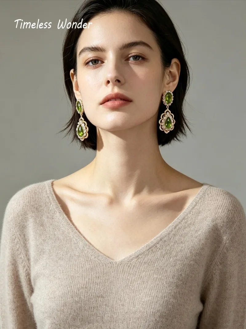 Timeless Wonder Fancy Crystal Zircon Geo Button Earrings Women Designer Jewelry Punk Sweet Gift Rare Top Classy Art Deco 3346