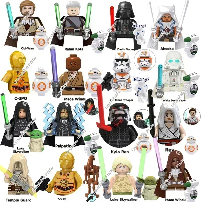 

Hot Toys Star Wars Mandalorian Obi-Wan Rahm Kota Rex Kylo Ren Luke skywalker Dath Vader Ahsoka Model Building Block Set Gift Toy