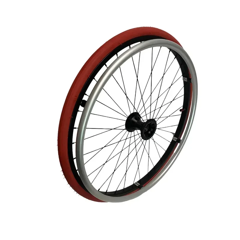 24-inch aluminum + rubber basketball wheelchair sports wheel red tire for gym use