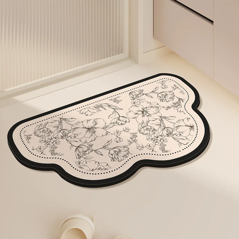 VIKAMA Badezimmerteppich im französischen minimalistischen Stil, saugfähiges, rutschfestes, schnell trocknendes Fußpolster, Badezimmertürmatte