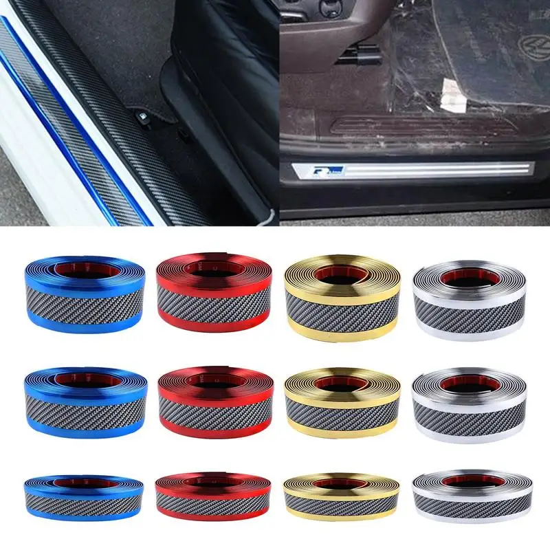 

1m Carbon Fiber Car Sticker DIY Paste Protector Strip Auto Door Sill Side Mirror Anti Scratch Tape PVC Waterproof Protect Film