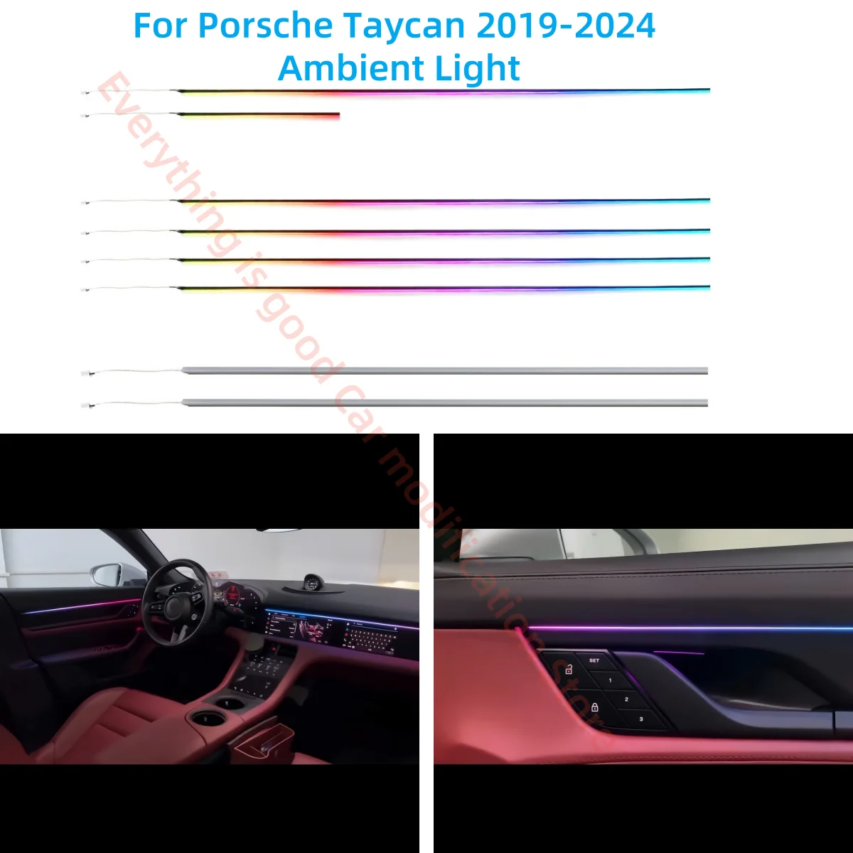 Accessories Ambient Light for Porsche Taycan 2019-2024 LED Atmosphere Lamp Car Interior Lighting Upgrade Car Screen & APP Contro