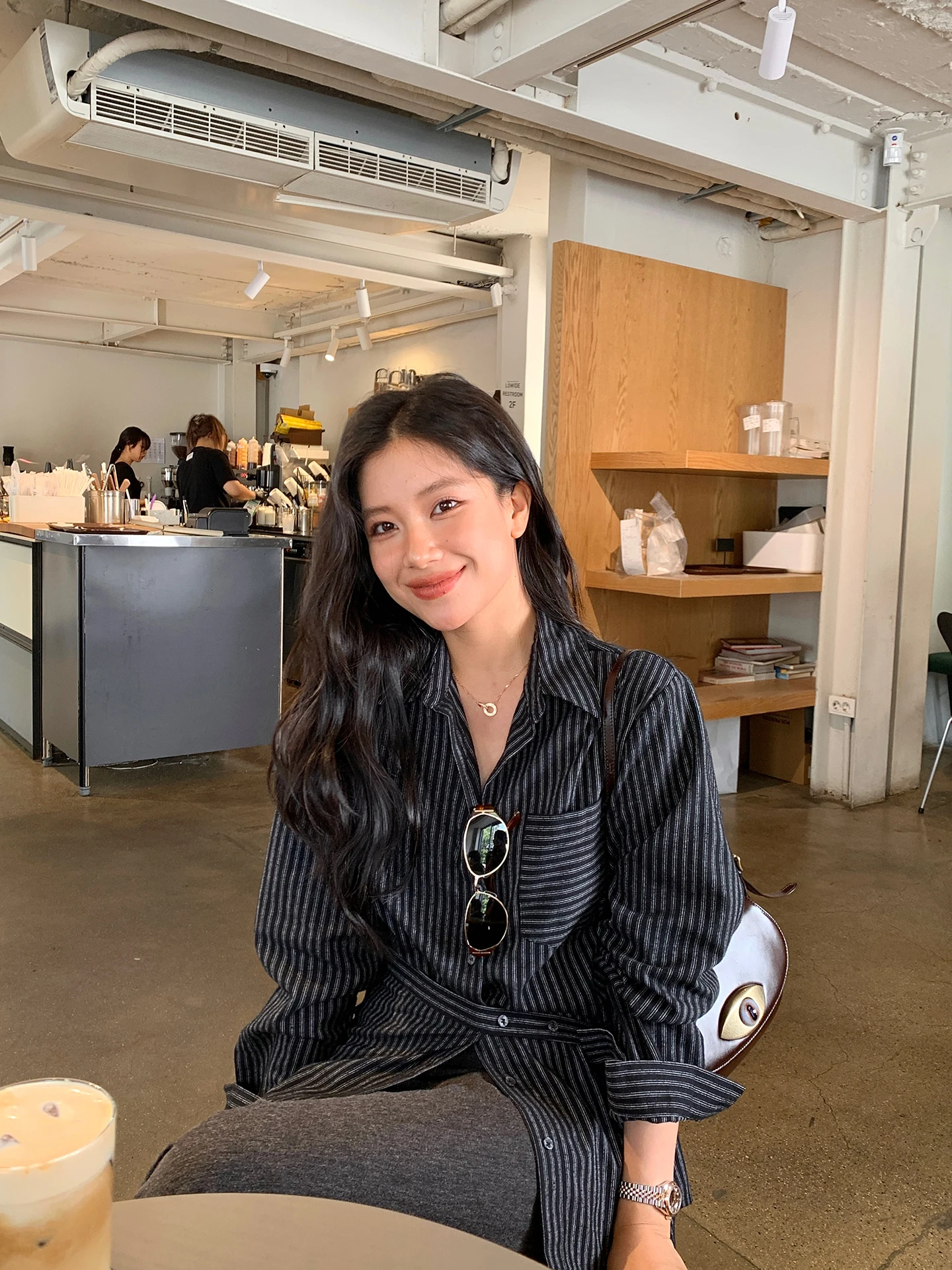 

DaqianwithU Slim Fit Striped irt Women's Long Sve Turn-down Collar Waist-cinching Commute Sle Polyester Fiber irt