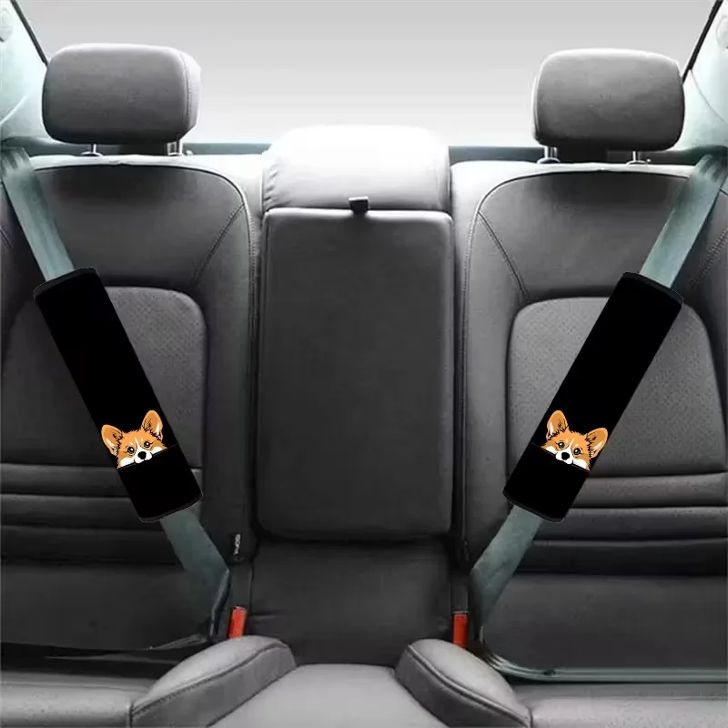 2PCS Cute corgi Car Seat Belt Cover Quick Installation/Removal, Safety Fixation, Truck, SUV - Perfect Gift for Drivers