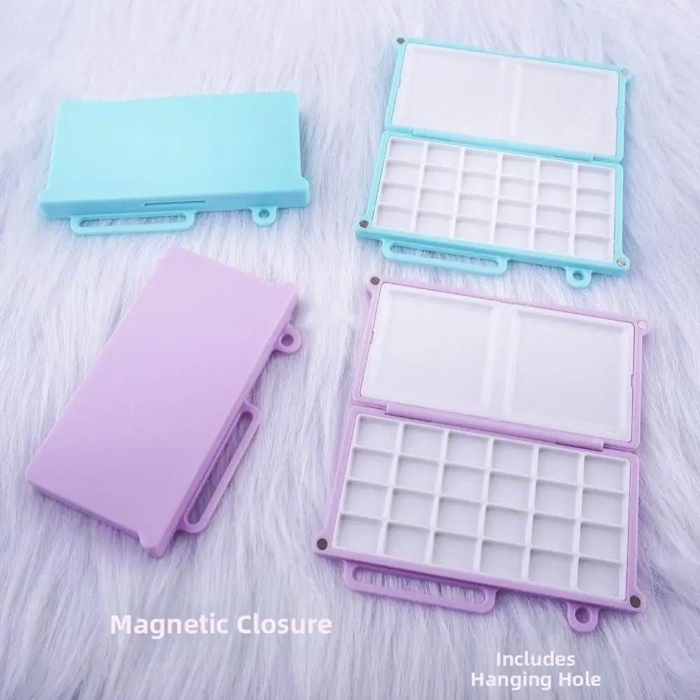 Magnetic Watercolor Paint Box 24 Grid Foldable Empty Paint Palette Professional Mini Plastic Pigment Box Outdoor Sketching