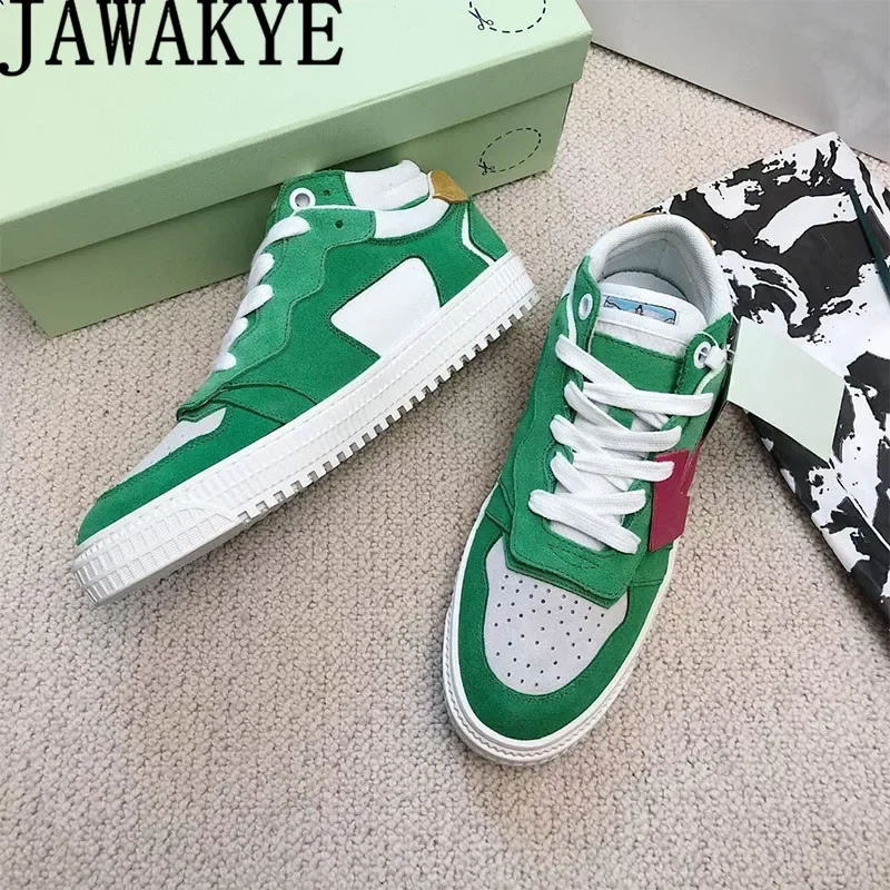 

Color Blocking Leather Sneakers Lover's Shoes Lace Up Outdoor Flat Platform Shoes Casual Couples' Shoes Men & Women