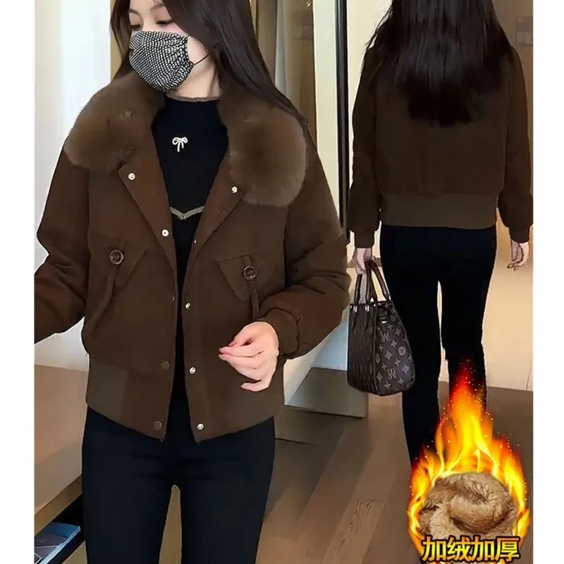 

Parkas Puff Women Womens Autumn Windproof Wadded Trip Flocking Stretchy Clothing Decorated Leopard Pure Knitted Stylish Flap Hot