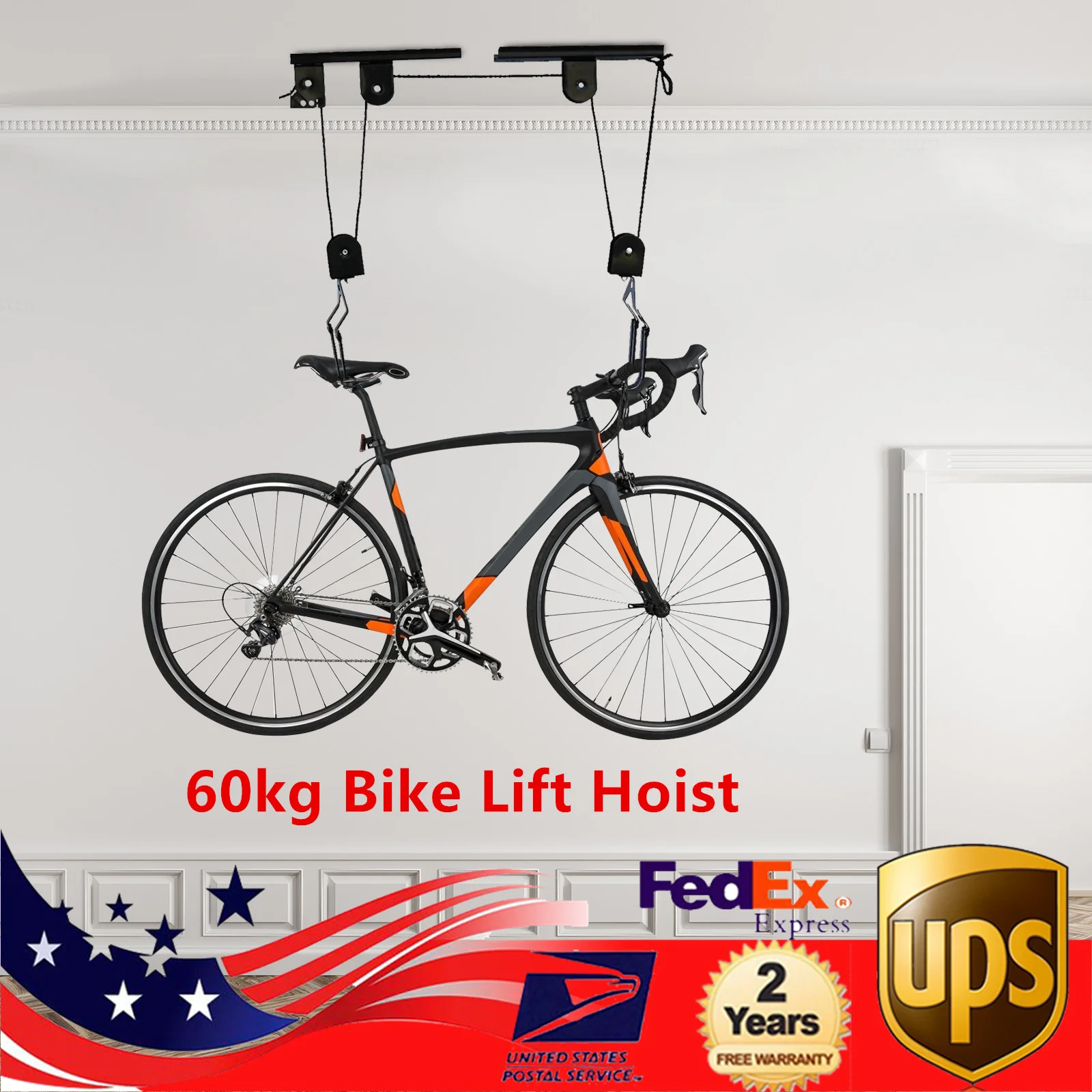 

Велосипедный подъемник, Держатель для велосипеда, Велосипедный подъемник, Кронштейн для гаража, Кабельная подъемник, Потолочное крепление Велосипедная подвеска 60 кг для потолочного крепления