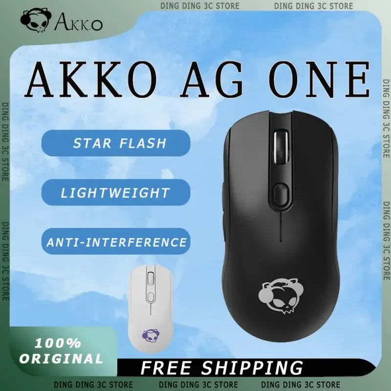 

AKKO AG ONE Wireless Mouse Star Flash Link Technology 3-mode PAW3395 Lightweight Anti-Interference Bluetooth Office Gaming Mouse