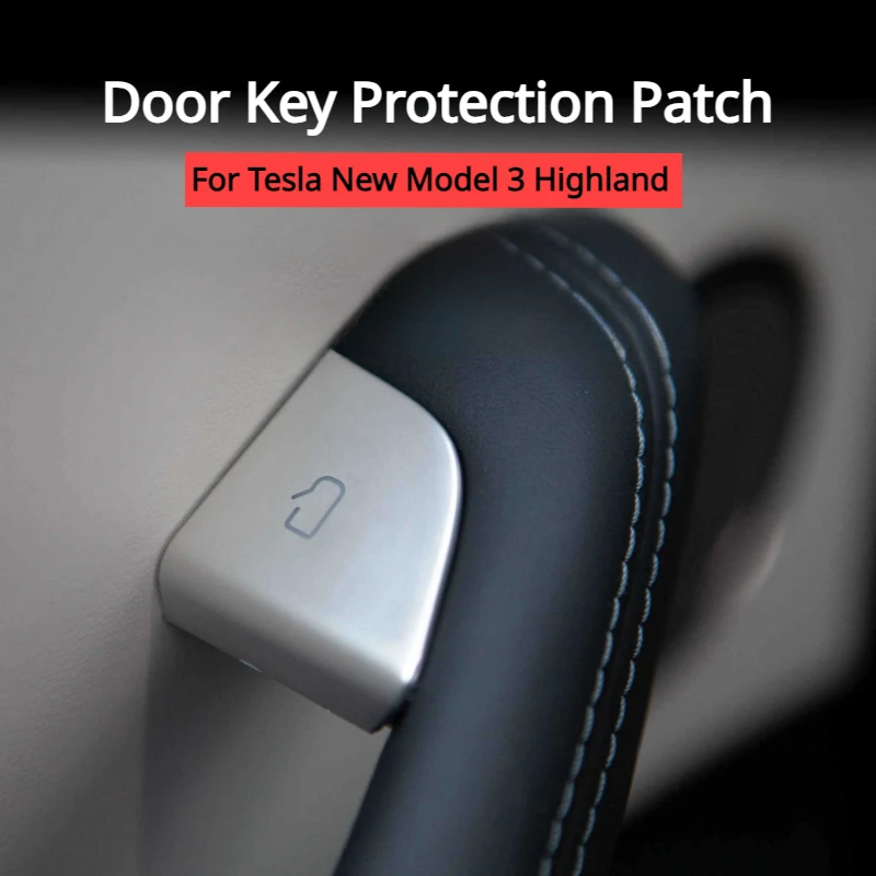 4pcs for Tesla New Model 3 Highland 2024 Door Key Protection Patch Car Accessories Door Opening Button Protect Cover Decoration