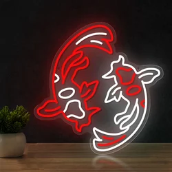 Double Carps LED Neon Light Sign Acrylic Neon Sign USB Dimmer Switch For Home Bedroom Living Room Store Shop Pub Wall Art Decor