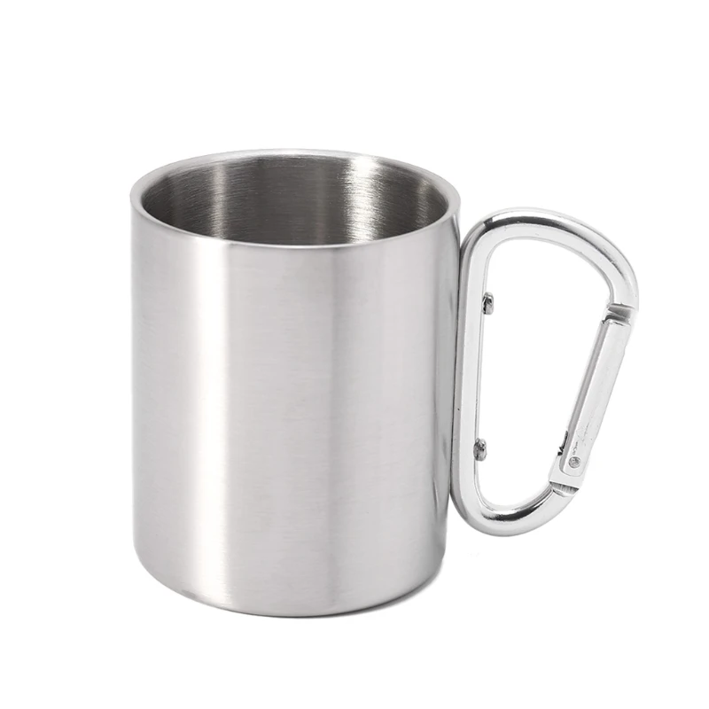 

Camping Coffee Mug with Folding Carabiner Handle Lightweight Stainless Camping Cup for Camp Cooking Gear Backpacking Mug