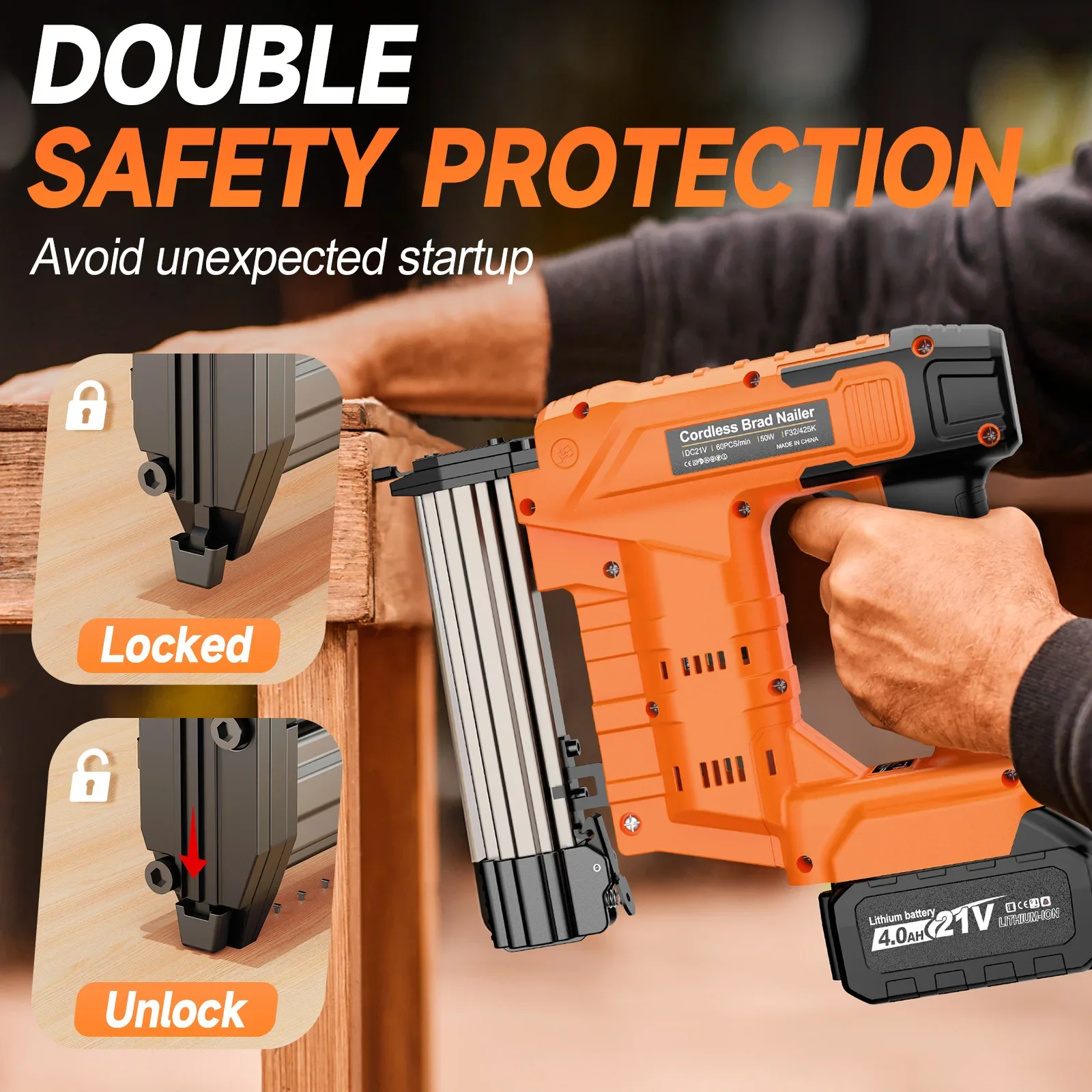 2 in 1 Brushless Electric Nailer/Stapler Gun F15-F32 K415-K425 Nail 2 Mode with 1600 Pcs Nail for Makita 18V Battery