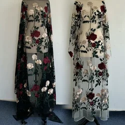 1x1.2m fiori di rosa ricamo Tulle tessuto a rete 3D fiore tessuto di pizzo ricamato abito da sposa fai da te (tessuto non vestito!)