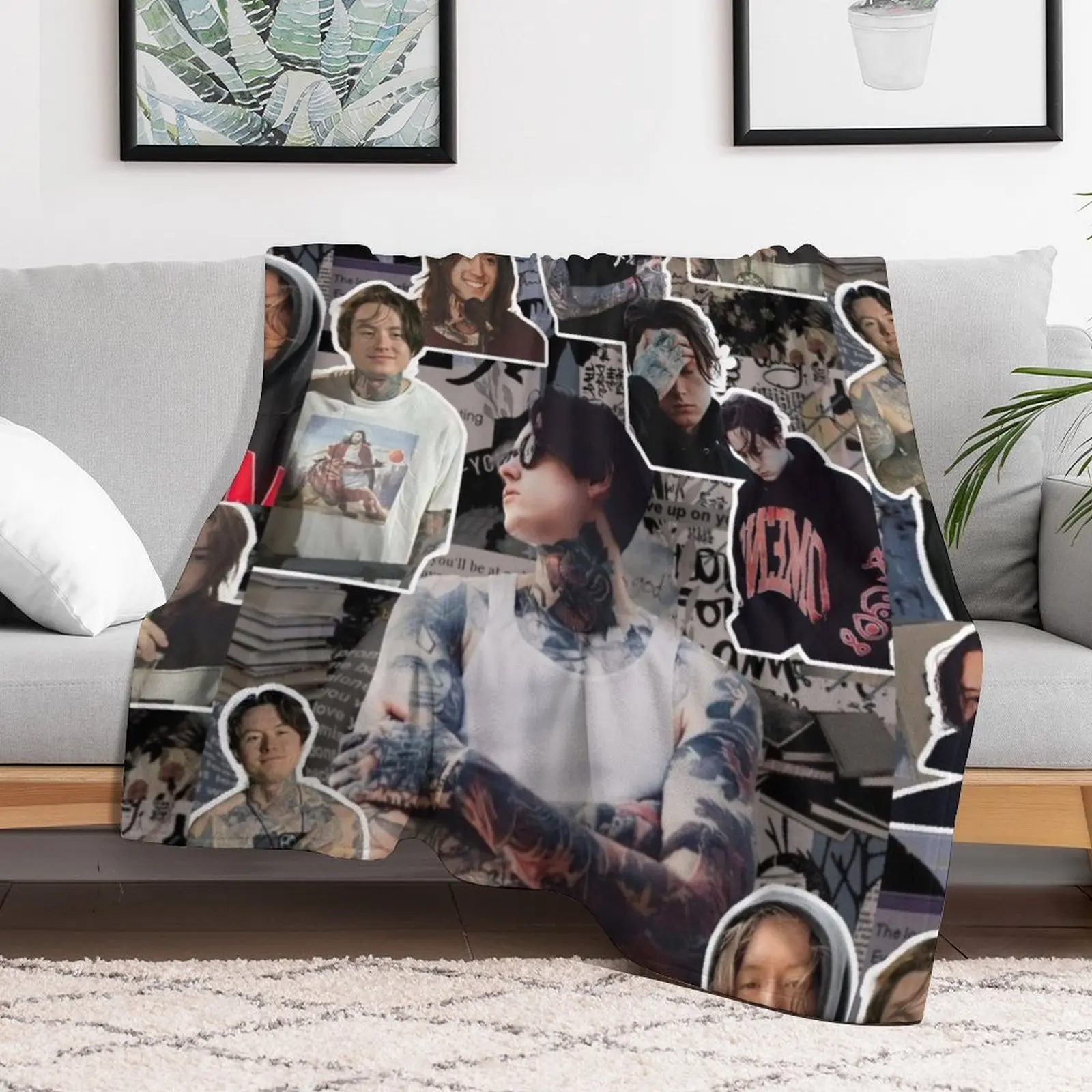 noah sebastian photo collage Throw Blanket funny gift Fashion Sofas Vintage Blankets