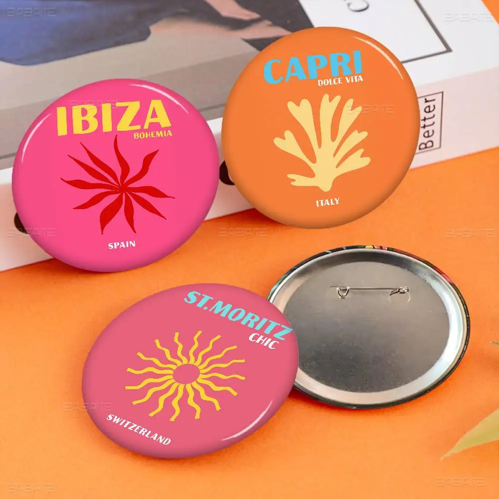 ميامي بيتش إيبيزا كابري بوندي ميكونوس صفيح لينة زر دبوس بروش شارة معدنية مخصصة مجوهرات اكسسوارات قبعة حقيبة التلبيب