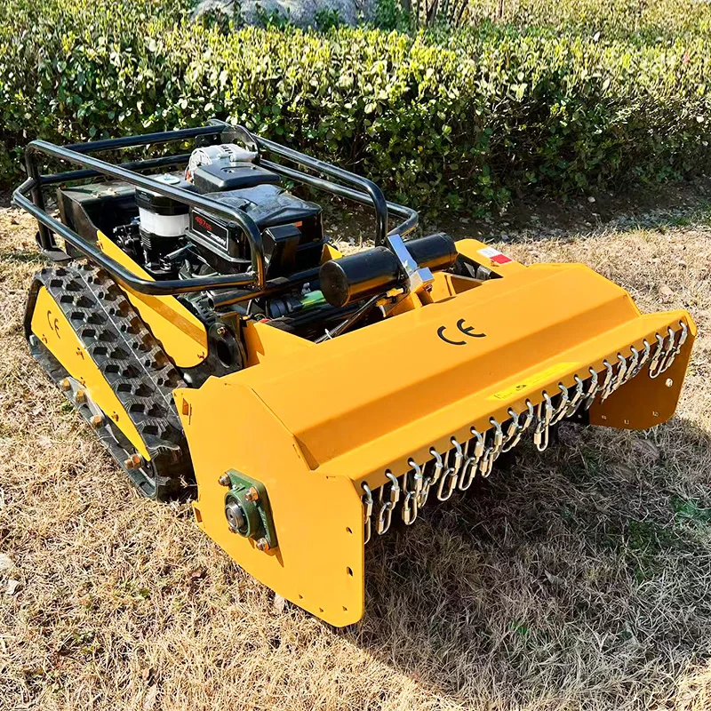 Ventas directas de fábrica, robot cortacésped con control remoto todo terreno tipo pista personalizado, maquinaria agrícola y de jardín
