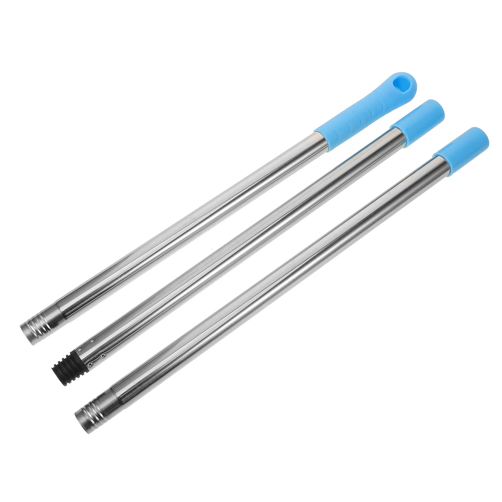 1Set Stainless Steel Mop Handle Replacement 3 Section Extendable Metal Pole for Bathroom Tile Cleaning Mop Stick Replacement