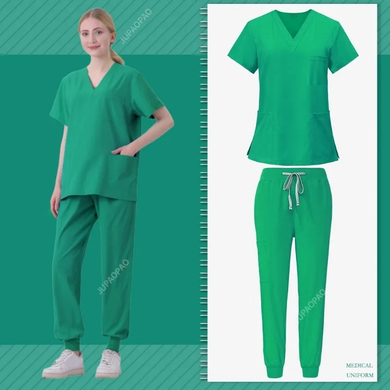 Multicolor Scrubs Uniform Short Sleeve Tops+Pants Nursing Uniform Women Pet Shop Doctor Scrub Medical Surgery Workwear Scrub Set