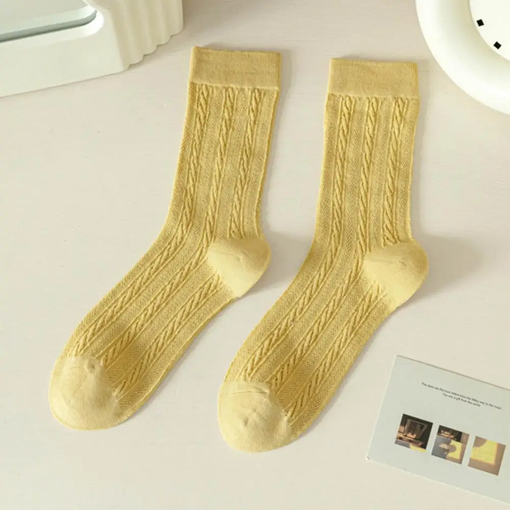 College Style Socks Lolita Preppy Style Women's Mid-tube Twisted Flower Socks with High Elasticity for Active for Women