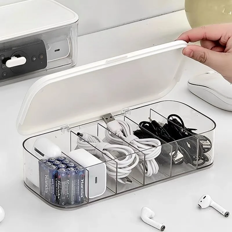 Desktop Double-layer Data Cable, Storage Box, Mobile Phone Charger, Charging Cable, Power Cable, Dustproof, Multi-functional