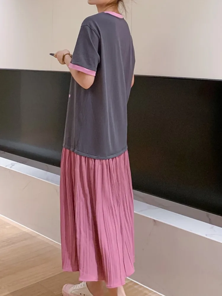 فستان نسائي كوري صيفي جديد مقاس كبير من فيستدوس رداء Ete فام Elbise فضفاض مرقع بحاشية متجعدة فساتين طويلة للسيدات #4