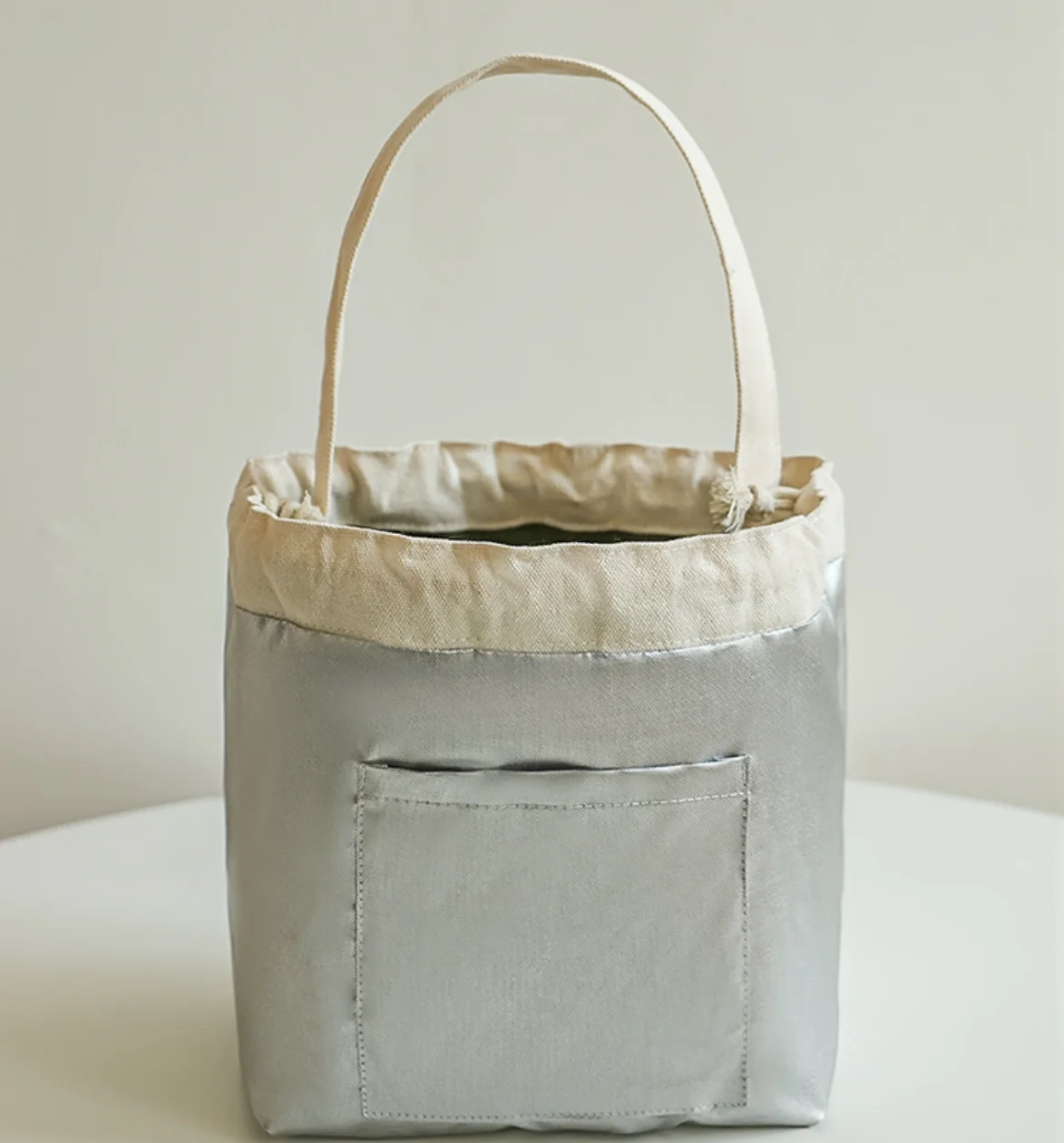 Japanische Lunchtasche aus robustem Canvas für die Arbeit, hält Speisen warm und frisch, tragbar für Studenten, multifunktionale Tragetasche. – Detail 10