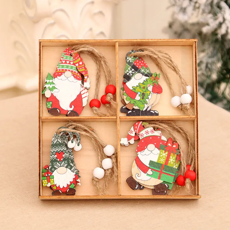 2022 New Christmas Ornaments 12 Wooden Boxes Wooden Faceless Old Man Ornaments Christmas Ornaments