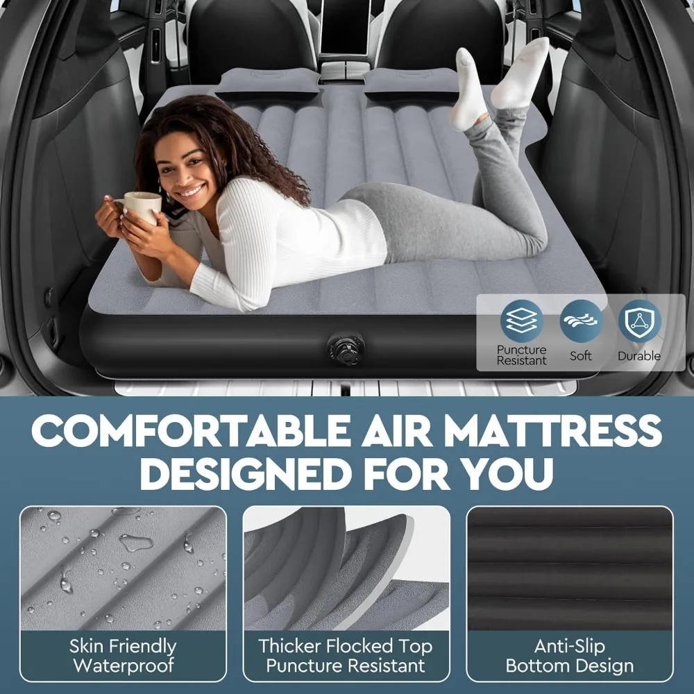 ที่นอนเป่าลมสําหรับตั้งแคมป์ ชนิด Y เสื่อนอน SUV สําหรับเดินทางแบบหนา พร้อมที่ปั๊มลมในรถยนต์ หมอน 2 ใบ