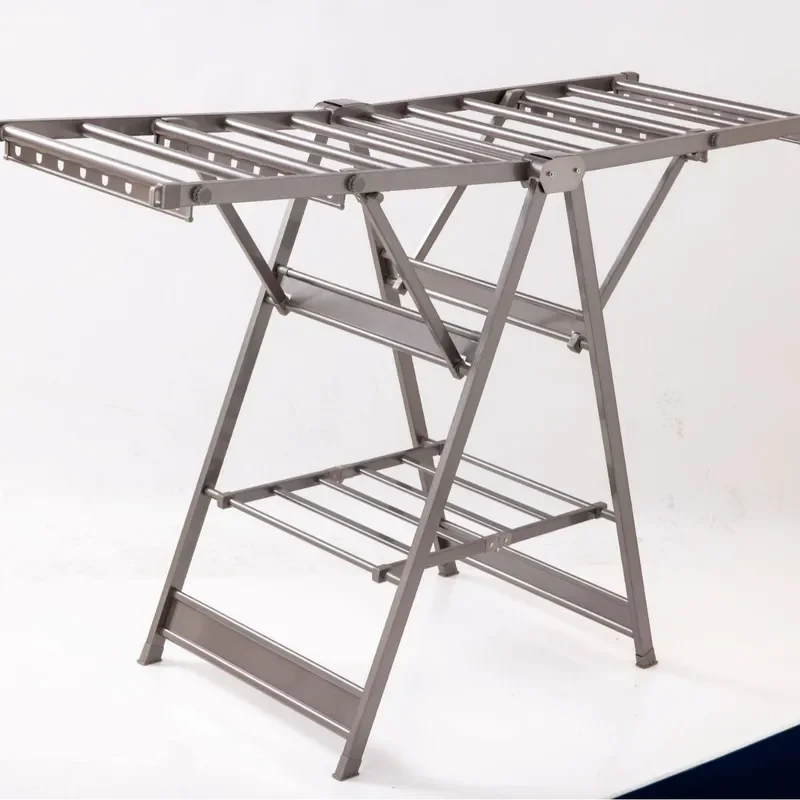 Large Capacity Aluminum Alloy Folding Clothes Drying Rack Indoor Balcony Laundry Hanger Stand For Quilts And Heavy Bedding