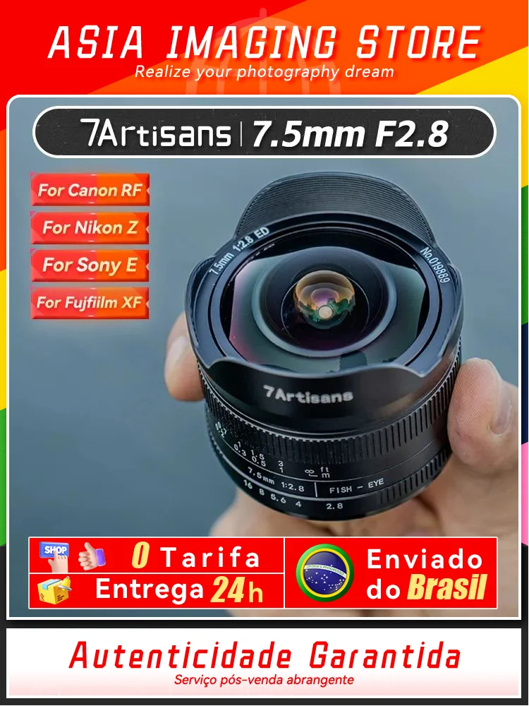 【 Do Brasil 】SALE 7Artisans 7.5mm F2.8 II Mirrorless Camera Lens for Sony Canon EF-M Fujifilm  Nikon Z 7 Artisans 7.5 2.8