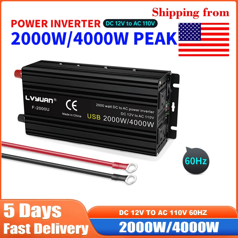 Inverter a onda sinusoidale modificata 60HZ 2000W/4000W Inverter per veicoli portatile