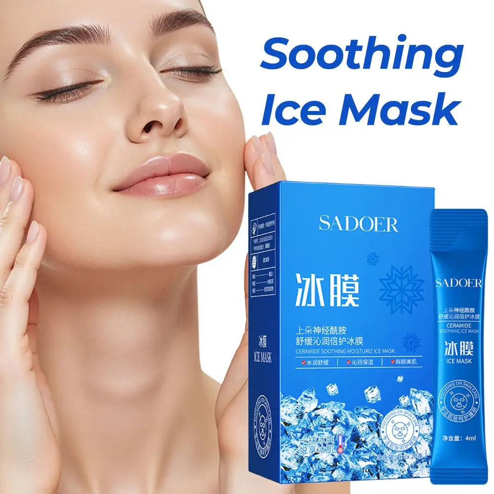 Soothing Ice Mask Ceramide Facial Mask 4ml*20 Pcs Ice Face Masks Sheet Disposable Moisturizing Brightening Cream Daily Skin Care