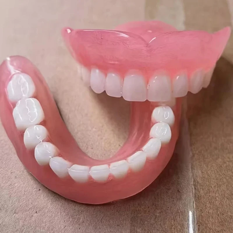 2026 New Realistic Removable Soft Silicone Dentures Handmade Natural Comfort False Teeth for Middle Aged Elderly Daily JJ4005