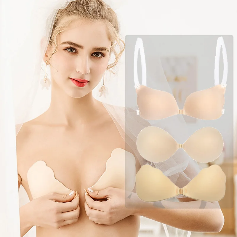 Sexy Self Adhesive Strapless Invisible Bra Silicone Push Up Bra Adhesive Breast Pasty Bra Chest Paste Invisible Bra Nipple Pads