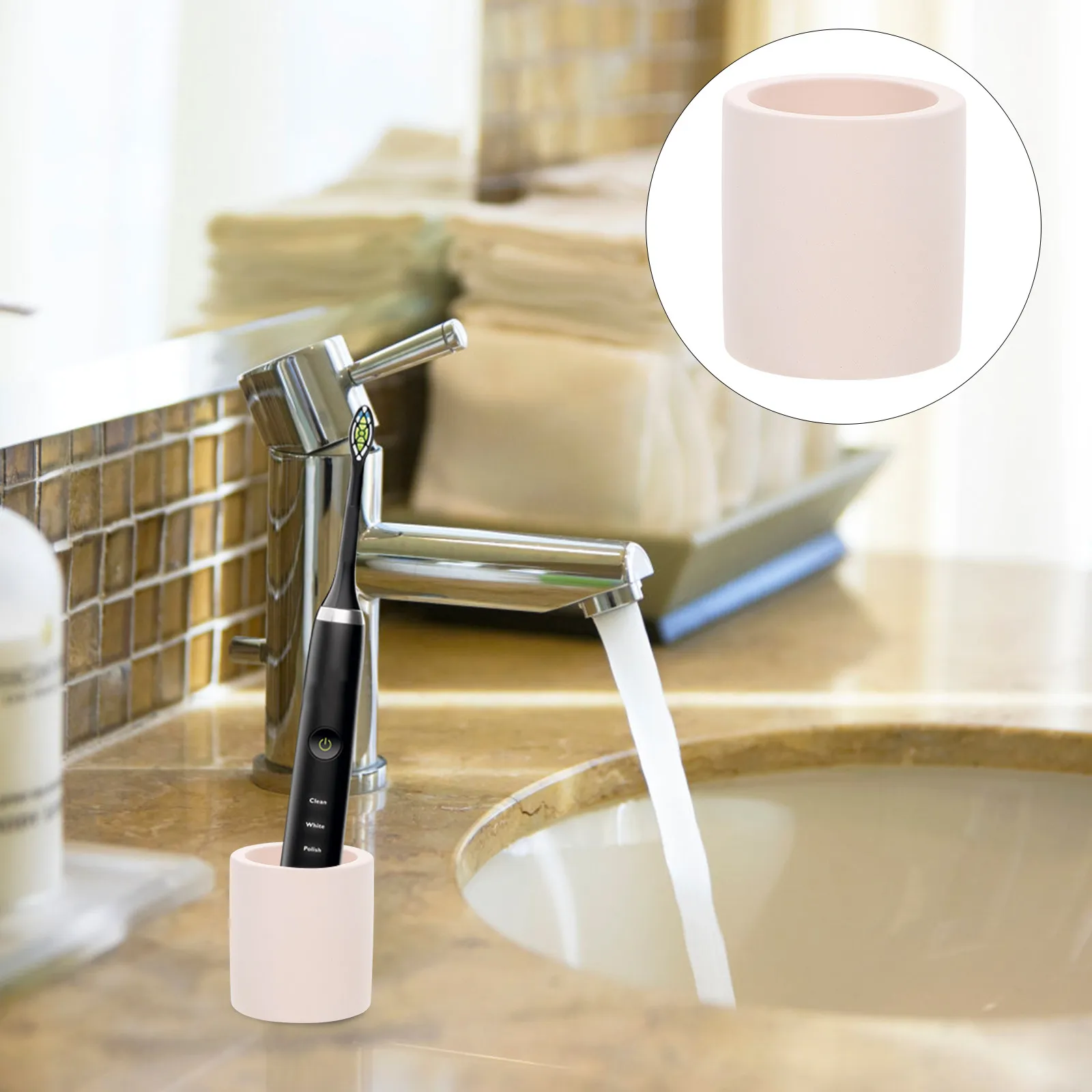 1Pcs Versatile Toothbrush Holder Diatomite Base Simple Design Bathroom Storage Pedestal Supports Multiple Brushes Daily Use