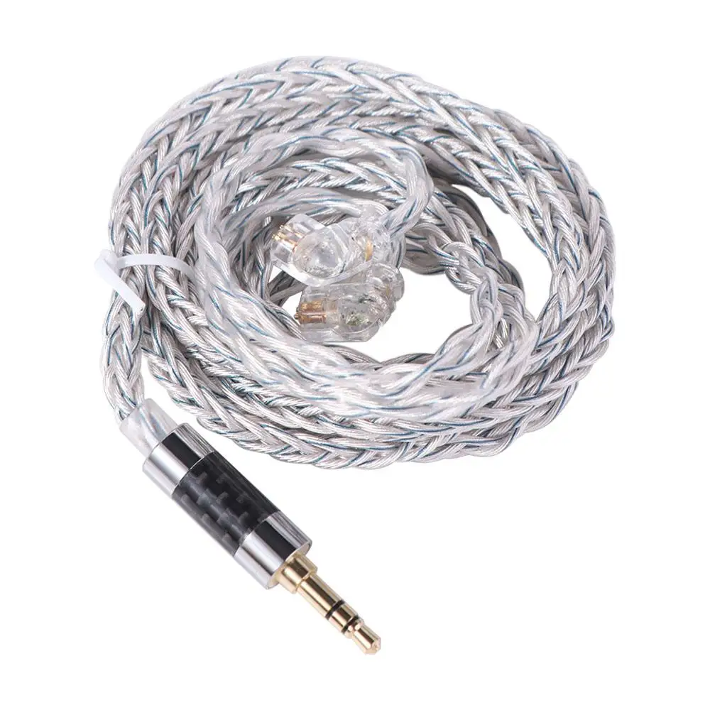 784 Cores KZ Earphones Cable Uparade Cable Silver Blue Hybrid KZ Headphone Cord Silver Plated Replacement Headset Wire KZ