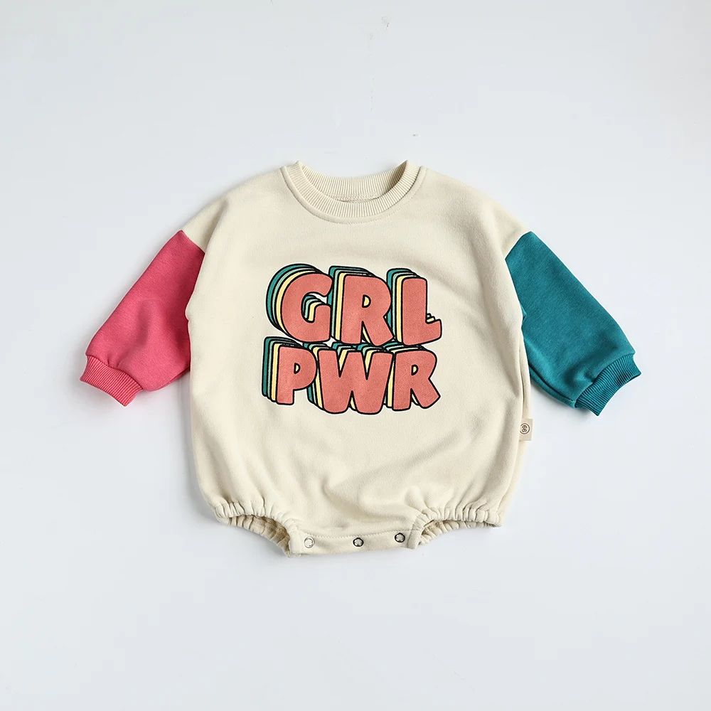 MILANCEl Baby Clothes Letter Print Sweatshirt Patchwork Girl O Neck Hoodie