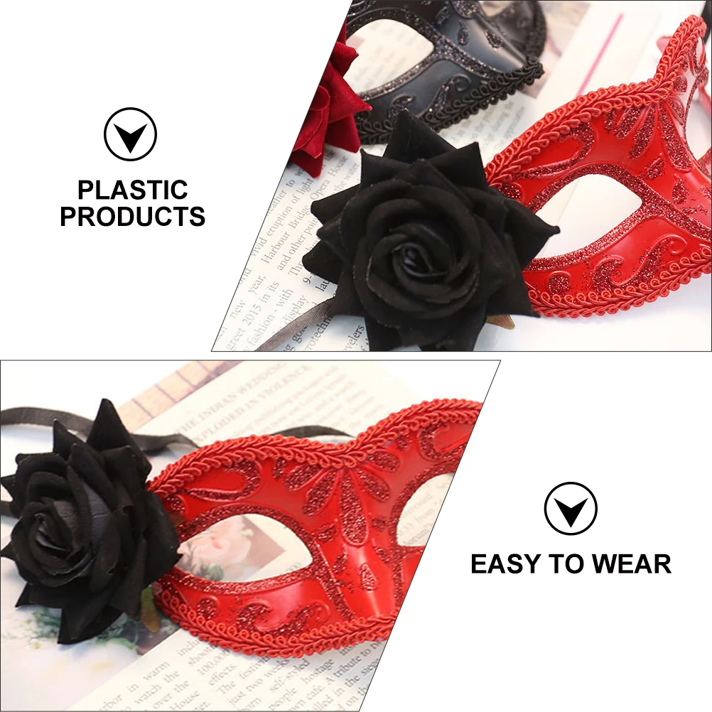 

Rose Half Face Mask Halloween Delicate Half-face Adult Dancing Party Masks for Adults