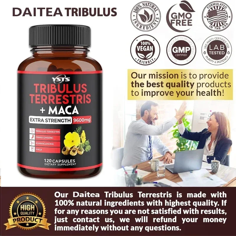 Tribulus Terrestris + Maca Capsules, Boost Energy, Mood, Stamina & Performance, for Men & Women,Dietary Supplemene