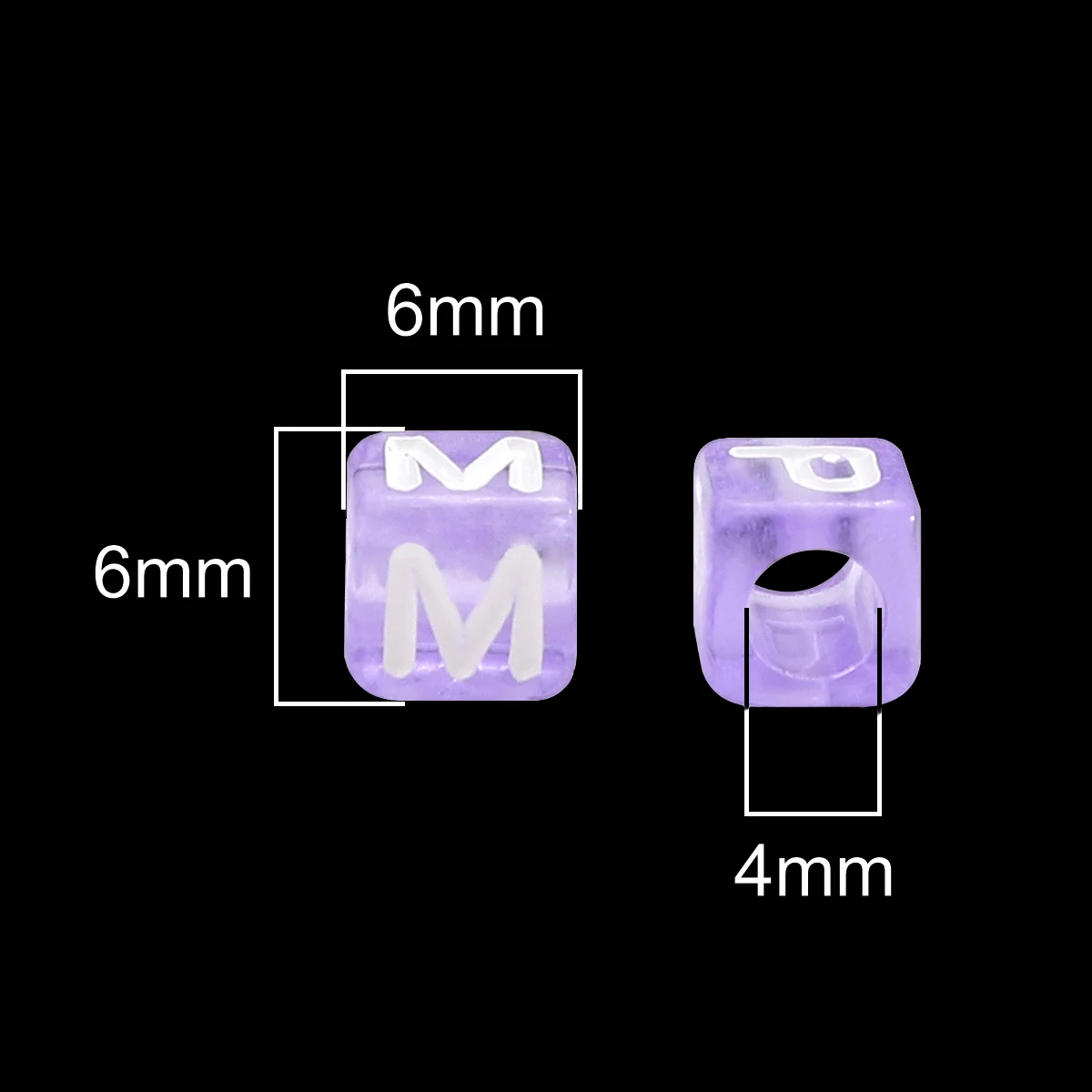 5x5/6x6mm Square Alphabet Acrylic Beads - 2/4mm Hole Size for Professional Jewelry Making & DIY Crafts (200/100pcs Pack)