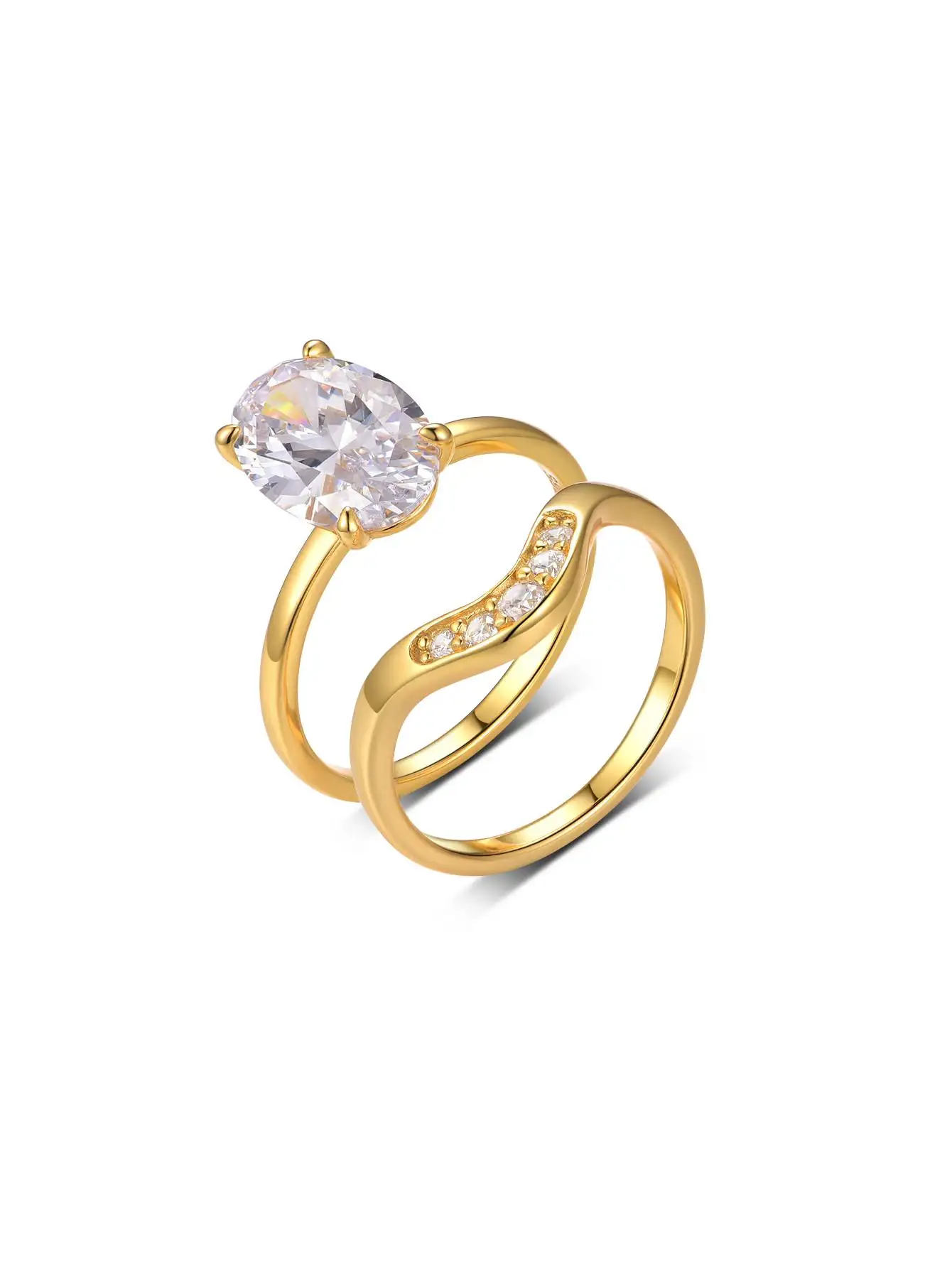 S925 فضة البيضاوي 4.5CT مويسانيتي خاتم مجموعة غرامة مجوهرات مطلية بالذهب 18 كيلو مناسبة لتقديم هدية عيد ميلاد